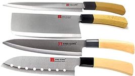 Yingguns Knife (4 Pack) Meat Cleaver Knife + Sashimi Paring Knife 8' inches + Multi-Purpose Knife 8' inches + Santoku 8' inches Blade Japanese Knife for Cutting Meat Chicken