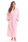 Just Love Velour Kimono Robe Hooded Bath Robes for Women Maxi Length, Pink, X-Large