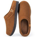 VeraCosy Men's Moccasin Slippers Corduroy Memory Foam Slip on Indoor House Shoes Sugar Almond,10-11 UK