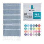 WETCAT Turkish Beach Towel Large 38x71 100% Cotton Quick Dry Pool Towels Oversized Sand Free Turkish Towel Light Travel Towel for Adults Beach Gifts Beach Accessories - Denim Blue
