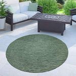 Paco Home Indoor & Outdoor Rug Kitchen Rug Monochrome Mottled Pattern, Size:80 cm round, Colour:Green