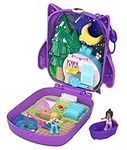 Polly Pocket Pocket World Owlnite Campsite Compact with Fun Reveals, Micro Polly and Shani Dolls, Boat and Sticker Sheet; for Ages 4 and Up