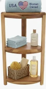 EcoDecors 3-Tier Shelf Waterproof Teak Wood Shower Shelf for Inside Shower Provides Storage, and Organization for Bathroom Accessories