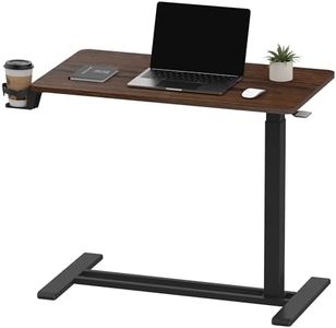 SANODESK Medical Adjustable Overbed Bedside Table with Hidden Casters, Pneumatic Mobile Laptop Computer Standing Desk Cart with Tray, Hospital and Home Use(31.5" W x 17.7" D, Walnut)
