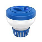 Housolution Floating Chlorine Dispenser, 8-inch Floater Fits 3 inch Chlorine Tablets, Adjustable Release Flow Tablets Floater for Indoor & Outdoor Swimming Pool SPA Hot Tub - Blue & White