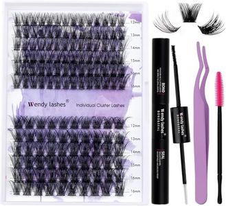 Lash Clusters Kit for Using at Home: 240 PCS, Ultra-light, DIY, Natural, Fluffy, Wispy, Waterproof, Anime, Manga, Cat Eye, D Curl, 0.07mm, 12-16mm Mixed, 60P+80P, Wendy, RT240107