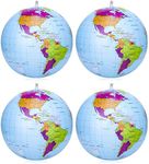 RosewineC 4 Packs Inflatable Global World Globe 38cm,Explore The World,Educational Geographic for School,Play and Educational Games