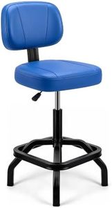 Shop Stool, Garage Stool with Backrest, Mechanic Chair for Workshop, Blue