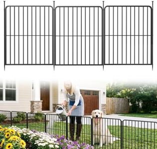BOWDIMS Garden Fence for Outdoor Use, 33 in (H) x 24 ft (L),No-Dig Heavy Duty Metal Dog Fence Animal Barrier, Decorative Garden Fence Panels Suitable for Patios and Flower Beds, 10 Panels,Black