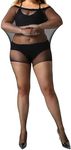 MANZI Women's Black Pantyhose Plus Size Control Top Ultra-Soft Sheer Tights 2 Pairs 2XL
