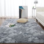 CHOSHOME Soft Touch Rugs Living Room Large Fluffy Rug Antiskid Shaggy Rug Area Rugs Modern Tie-dye Floor Carpet for Bedroom Kids Rooms Decor, Grey 120 * 180 CM