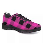 PinUp Angel Buffalo Plaid Walk Shoes Lightweight Breathable Athletic Gym Casual Tennis Shoes, Rose Red, 9