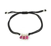 KUKSHYA JEWELLERS Exclusive 925 Sterling Silver Cut Stone Charm Black Threaded Anklet For Women & Girls Adjustable 1 Piece(TP 056) (PINK PINK PINK)