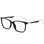 ANRRI Blue Light Blocking Glasses Lightweight Eyeglasses Frame Filter Blue Ray Computer Game Glasses, Black-White