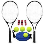 Magicorange Tennis Rackets for Adults 2 Players Recreational Tennis Racquet Set for Beginners and Professional with 4 Tennis Balls, 3 Overgrips, 1 Tennis Bag (Black)