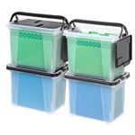 IRIS USA File Box File Organizer Plastic File Box w/ Winglid for Letter/Legal File, BPA-Free Plastic Storage Bin Tote Organizer with Handles, Stackable and Nestable, Clear 17L (18 US Qt) 4Pack