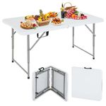 Folding Table 4FT Heavy-Duty Portable Camping Table Foldable Lightweight Table Plastic Dining Table Indoor Outdoor for Picnic Beach Kitchen Office BBQ,Wedding and Party,（White） 47''L x 24''W x 29''H