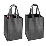 INBOLM Bottle Carrier,2PCS Wine Bottle Bag for 4 Bottles, Reusable Compartment Wine Bottle Holder Bag with Carry Handle for Storing Carrying Wine Beer Champagne(31 X 18 X 18cm)【4 Squares】