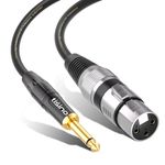 TISINO XLR Female to 6.35mm(1/4 Inch) TS Mono Microphone Cable Mic Cable Unbalanced Interconnect Wire Mic Cord - 6.6 FT/2 meters