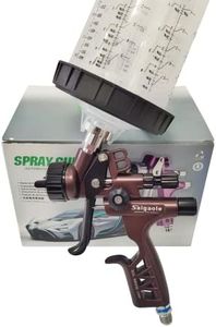 HVLP 6800B Spray Gun 1.3mm with no wash Cup and Adapter car spayer Painting Tool Spray air Paint Gun Airbrush Low Pressure 260L/MIn (Brown)