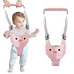 Ocanoiy Baby Walking Harness Handheld Baby Walker Assistant Belt Adjustable Toddler Infant Walker Safety Harnesses Standing Up Walking Learning Helper with Detachable Crotch for 9-24 Month (Pink Pig)