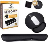 4pc Cushioncare Wrist Rests for Keyboard and Mouse Pad Set - Memory Foam Cushion, Black - Ergonomic Wrists Arm Rest Support for Laptop Computer Desk and Gaming - Guard Against Carpal Tunnel Syndrome