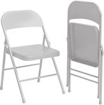 GAOMON Folding Chairs Set of 2, Foldable Chairs with Metal Frame Hold Up to 350 Pounds, Portable Grey Folding Chairs Suitable for Dining Room, Living Room, Office, Camping