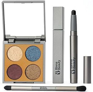 Rinna Beauty Be Extra Iconic Eye Kit with Vegan Diamond Noir Jet Black Eye Crayon, Lash Out Jet Black Mascara, Eye Shadow Quad, Pink Magic, Sparkling Plum, Sparkling Blue Azure, Cool Steel - 1 each