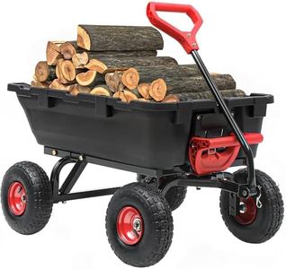 Autodaya 800lbs Garden Dump Cart, Heavy Duty Yard Dump Wagon with 10" Pneumatic Tires, Utility Wheelbarrow cart for Yard, Farm and Garden Christmas Hauling