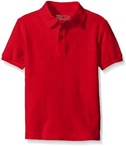 Nautica Boys' Little School Uniform Short Sleeve Pique Polo, Red, 5