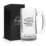 Best Papa Ever Beer Glass Mug - 16oz Beer Mug, Dad Birthday Gifts, Funny Dad Gifts Ideas, Fathers Day Beer Mug, Papa Glass, Papa Beer Mug, Beer Mugs for Dad, Papa Beer Glass- Father's Day Gift for Dad