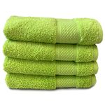 Sue Rossi Organic Turkish Cotton Guest Towels Set Of 4, Kitchen Or Bathroom Pack, Size 30cm x 50cm, Soft, Fluffy & Absorbent 600gsm Towel (Lime Green, 4)