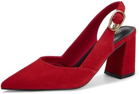 GotSoft Womens Genuine Leather Pointed Toe Slingback Pumps Block Heel Shoes