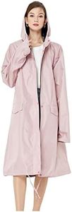 Women Long Raincoat Waterproof Rain Jacket with Hood Zipper and Pockets Outdoors (Grey Pink, XL)