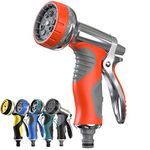 LUFENG Upgraded Hose Spray Gun 9 Adjustable Patterns Hose Nozzle Heavy Duty Metal High Pressure Hose Gun, Perfect for Garden, Watering Lawn, Car Washing, Cleaning, Pets Wash