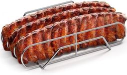 Sorbus Non-Stick Rib Rack XL - Porcelain Coated Steel Roasting Stand – Holds 3 Full Rib Racks for Grilling & Barbecuing - Perfect BBQ Accessories for Smoker Grill - Convenient Design (Stainless Steel)