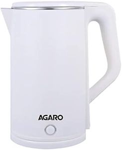AGARO Elegant Electric Kettle, 1.8L, Double Layered Kettle, Stainless Steel Inner Body, Quick Boil, Water Boiler, Hot Water Kettle, For Making Black Tea & Black Coffee, Auto Shut Off, White