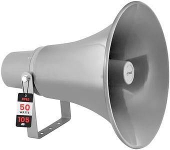 Pyle Indoor Outdoor PA Horn Speaker - 13.5 Inch 50 W Powered Compact Loud Sound Megaphone w/ 400Hz-5KHzz Frequency, 8 Ohm, 70V Transformer, Mounting Bracket Hardware, For 70V Audio System PHSP131T