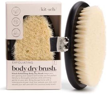 Kitsch Dry Brushing Body Brush & Exfoliating Body Scrubber, Lymphatic Drainage Massager with Soft Vegan Bristle for Sensitive Skin, Gentle Back Scrubber & Dry Brush Body Care Exfoliator