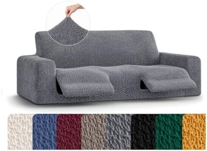 PAULATO BY GA.I.CO. Recliner Sofa Cover - Reclining Couch Slipcover - Soft Polyester Fabric Slipcover - 1-Piece Form Fit Stretch Furniture Protector - Velvet Collection - Grey (Recliner Sofa)