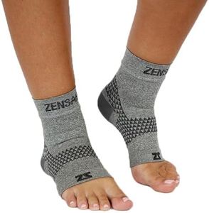 Zensah Plantar Fasciitis Sleeve - Relieve Heel Pain, Arch Support, Reduce Swelling - Compression Foot Sleeve, Plantar Fasciitis Sock (Medium, 1 Pair - Heather Grey)