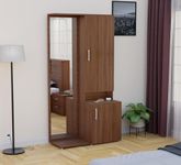 FURNIFLIX Engineered Wood Dressing Table with Storage Wooden Dressing Table with Mirror Vanity Table for Bedroom Home Living Room - Walnut