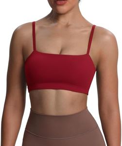 Aoxjox Women's Workout Bandeau Bras Training Fitness Running Yoga Crop Tank (Rumba Red, X-Small)