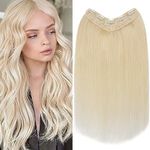 S-noilite Clip in One Piece Hair Extensions Real Human Hair,20 Inch Hair Extensions Clip In with 5 Clips,Remy Natural Seamless Hair Pieces for Women - #60 Platinum Blonde(70g)