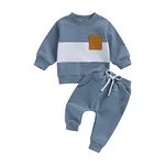 PanLidapan Toddler Infant Baby Boy Fall Winter Outfit Clothes Long Sleeve Sweatshirt Jumper Top Elasticated Waist Trouser Tracksuit Set (Blue-a, 12-18 Months)