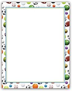 Sports Border Stationery - 8.5 x 11-60 Sports Letterhead Sheets - Team Sports (Sports)