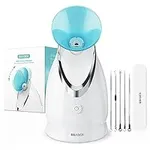 EZBASICS Facial Steamer Ionic Face Steamer for Home Facial, Warm Mist Humidifier Atomizer for Face Sauna Spa Sinuses Moisturizing, Unclogs Pores, with Stainless Steel Skin Kit(Blue)