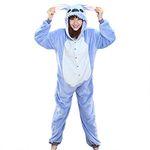 TEHA Adult Animal Pajamas Onesies Anime Pyjamas Halloween Cosplay Costumes (L, Blue Stitch)