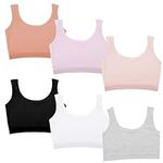 6 Pieces Training Bras for Girls,Girls Mesh Seamless Sports Bra Vest Seamless Cami Crop Bras for Girls,L