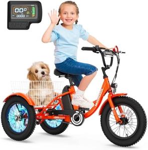 NAIZEA Electric Kids Bike - 16 inch Kids Trike for Boys Girls Age 6-16, e Bike for Kids 250W, Kids Balance Bike with Adjustable Seat,Kid's Bikes with Basket, Children Bicycle Multiple Colors